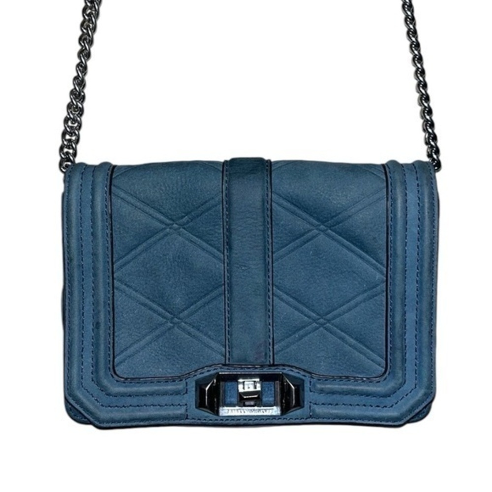 Rebecca Minkoff cross body bag, blue with silver chain/ blue adjustable strap
